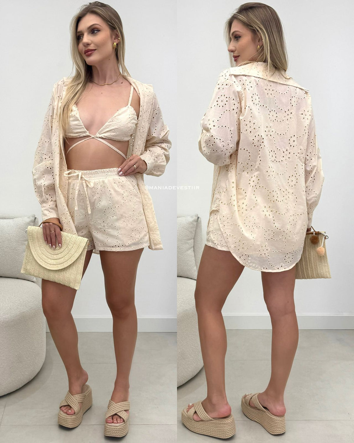 Conjunto 3 Peças Daiana Creme 123970