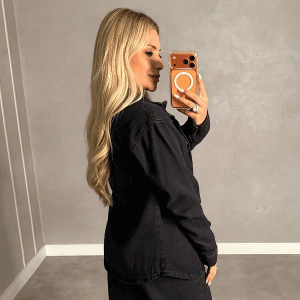Camisa jeans preta