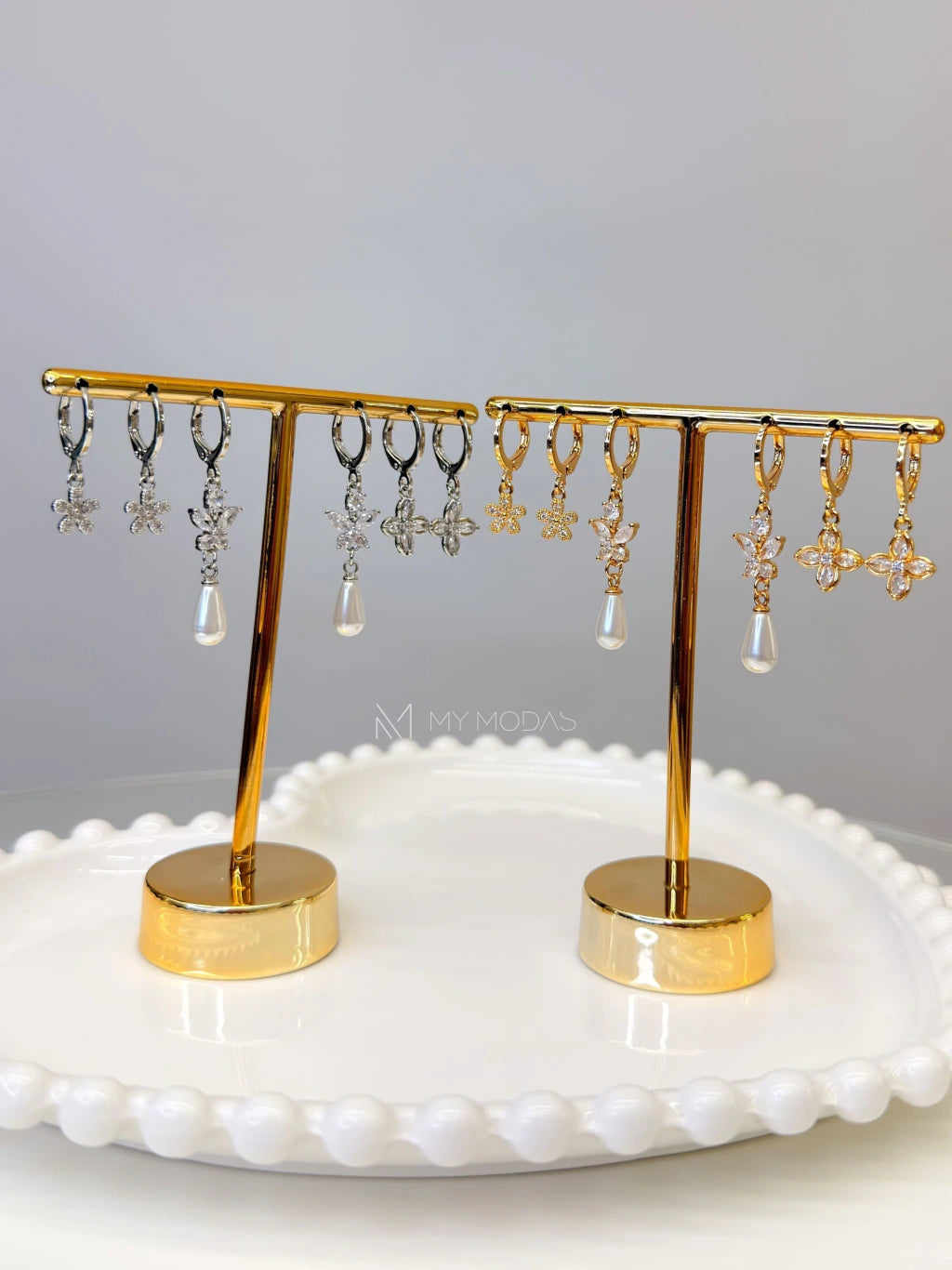 Conjunto 3 brincos pérola