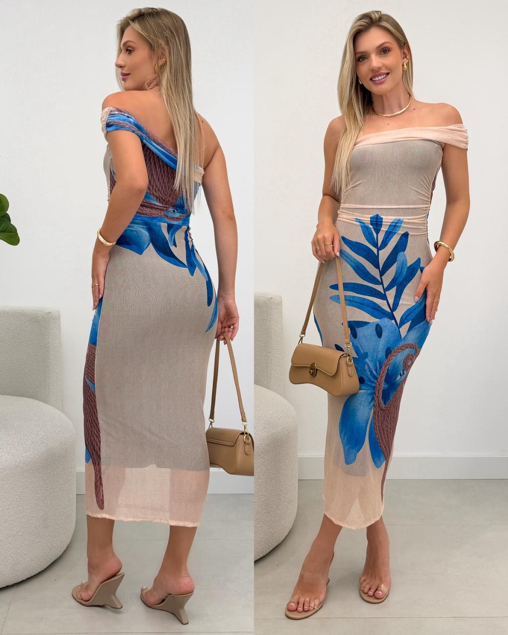 Vestido Tule Sophie Bege 122743