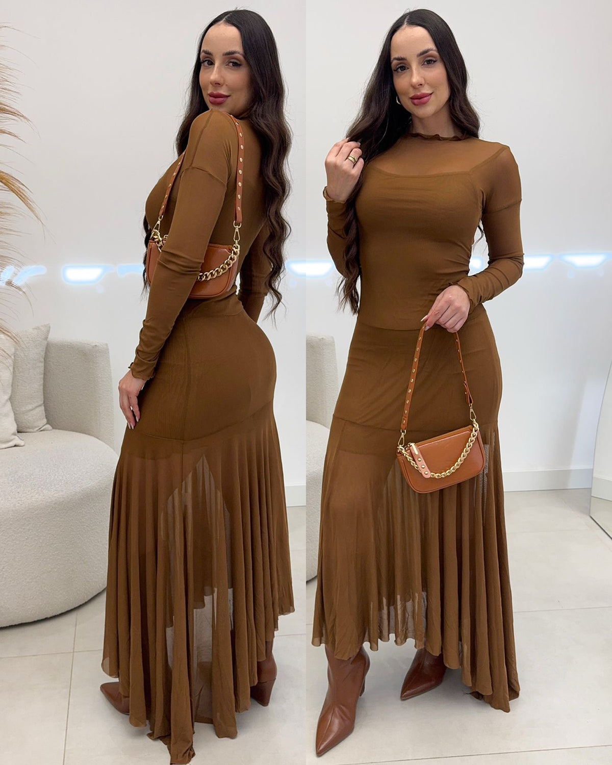 Vestido Sirlei Bege Escuro 134801