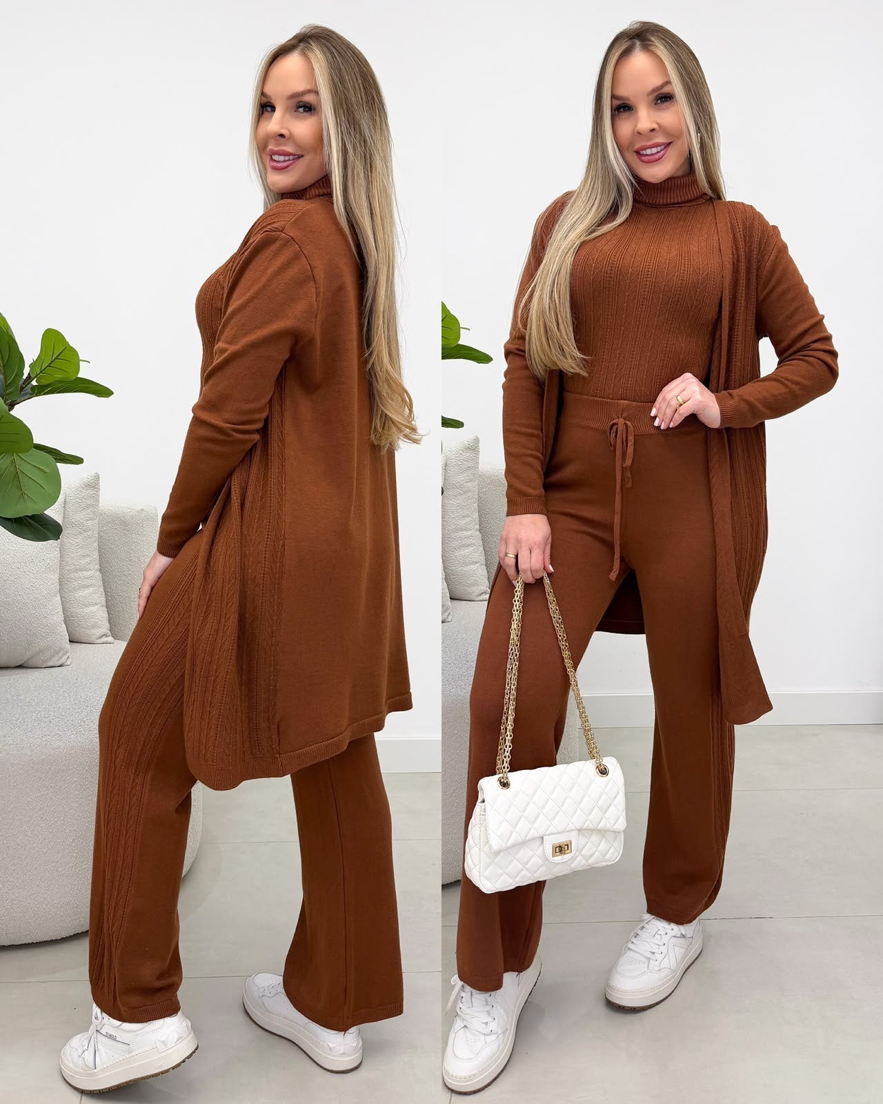 Conjunto Três Peças Lavinia Marrom 134927