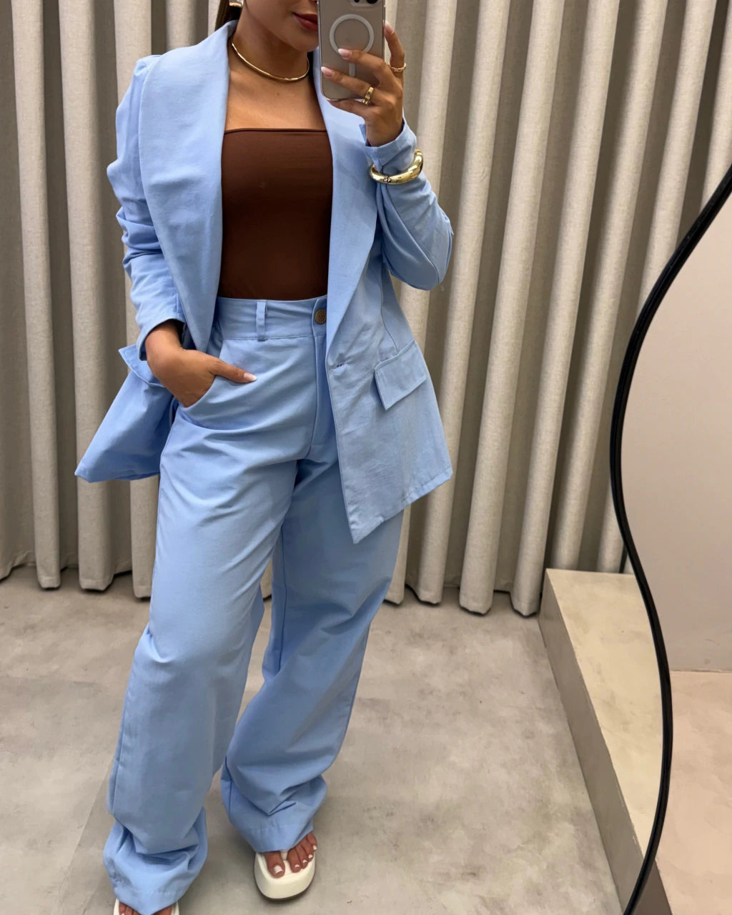 Conjunto linho blazer e calça