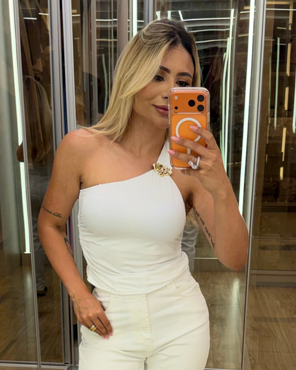 Cropped nula manga poliamida