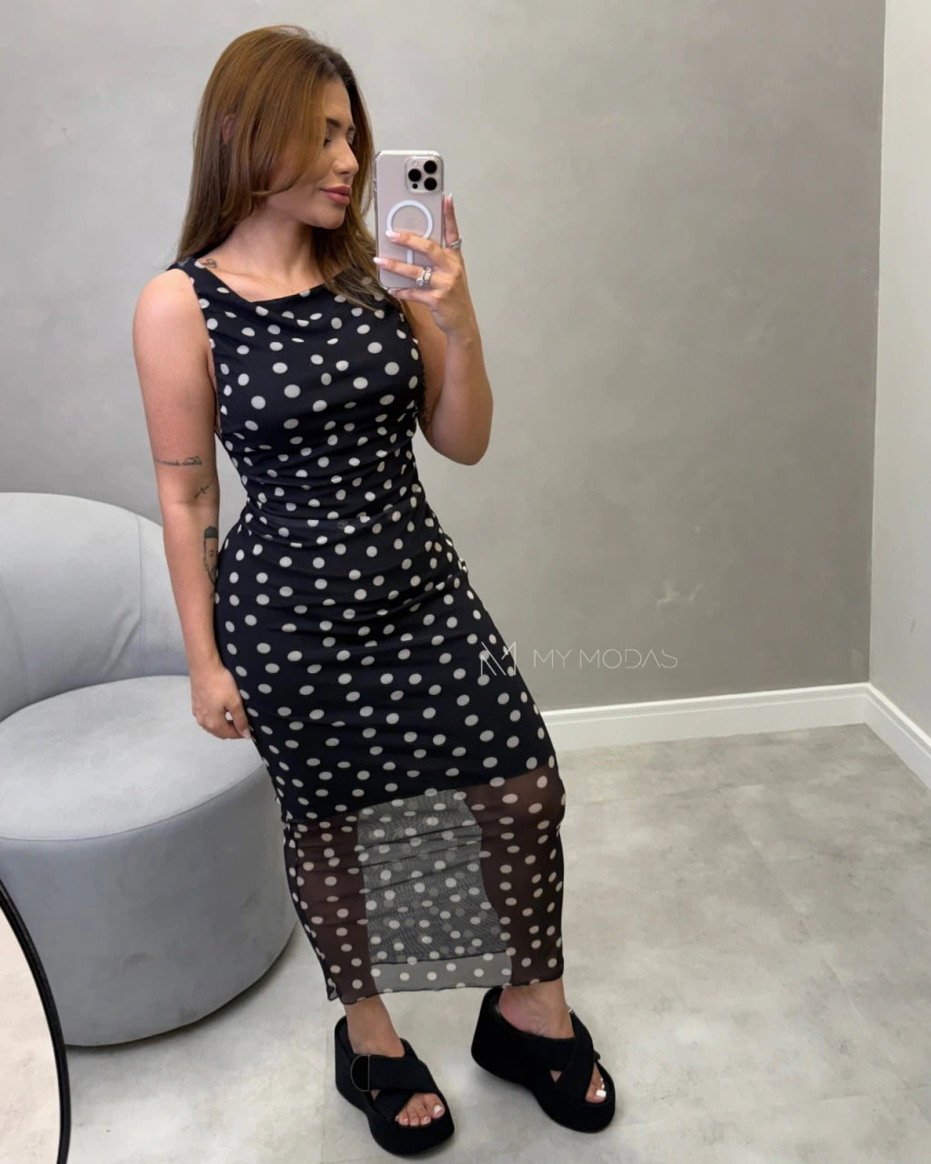 Vestido regata tule Mid alongado