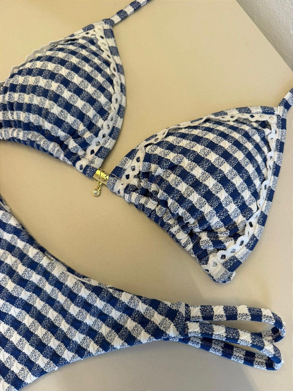 Cortininha Xadrez azul (calcinha não inclusa)