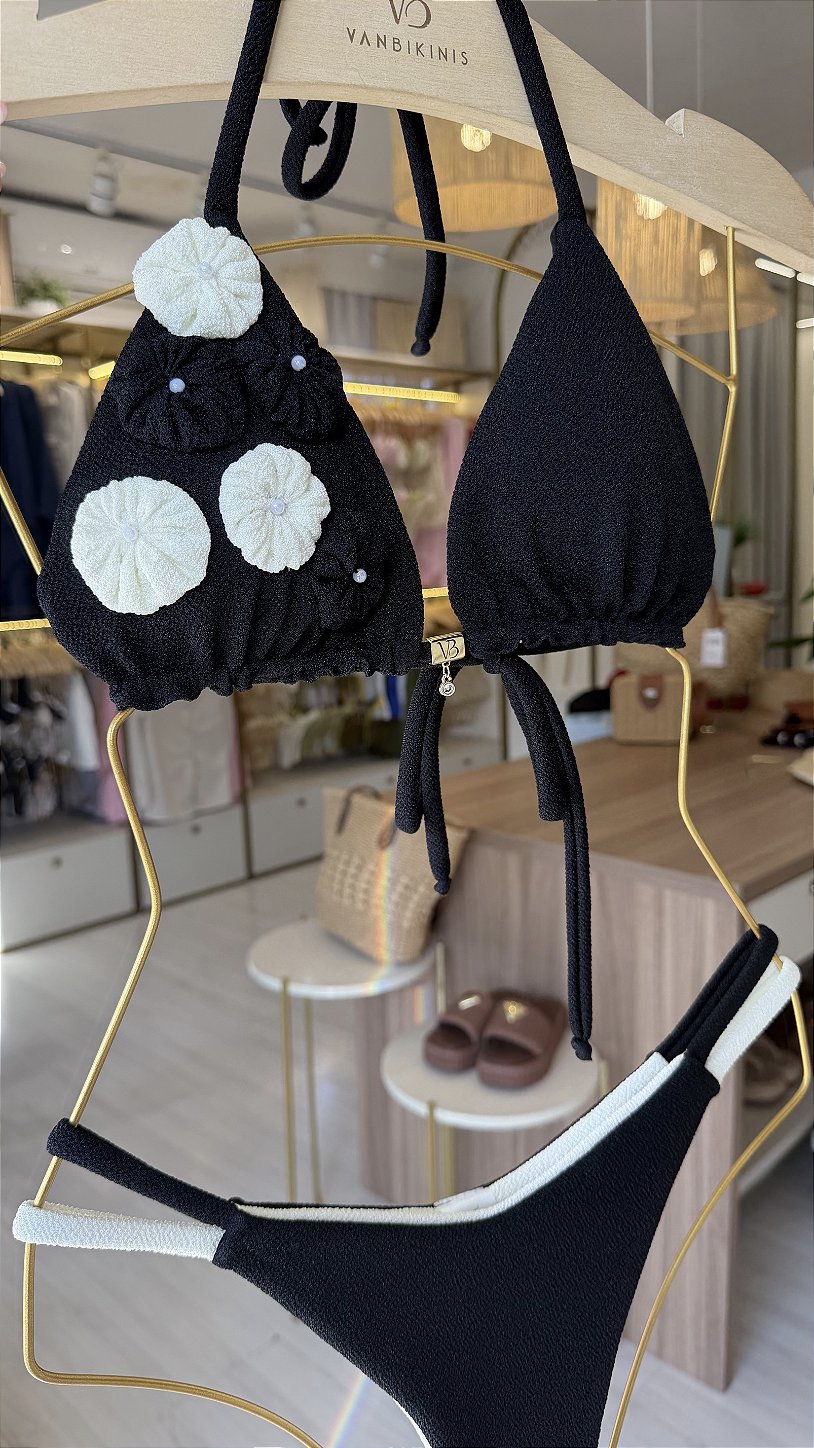 Calcinha Preto e Off White África (BUSTO NÃO INCLUSO)