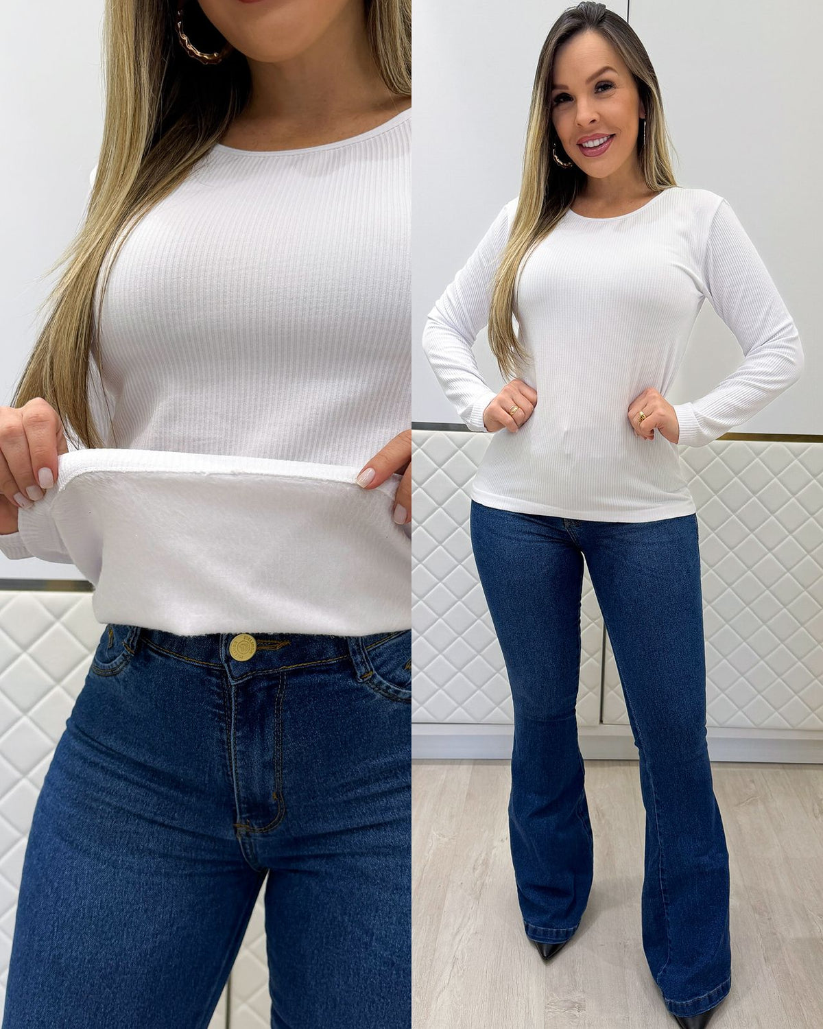 Blusa Básica Marina Branca 134238