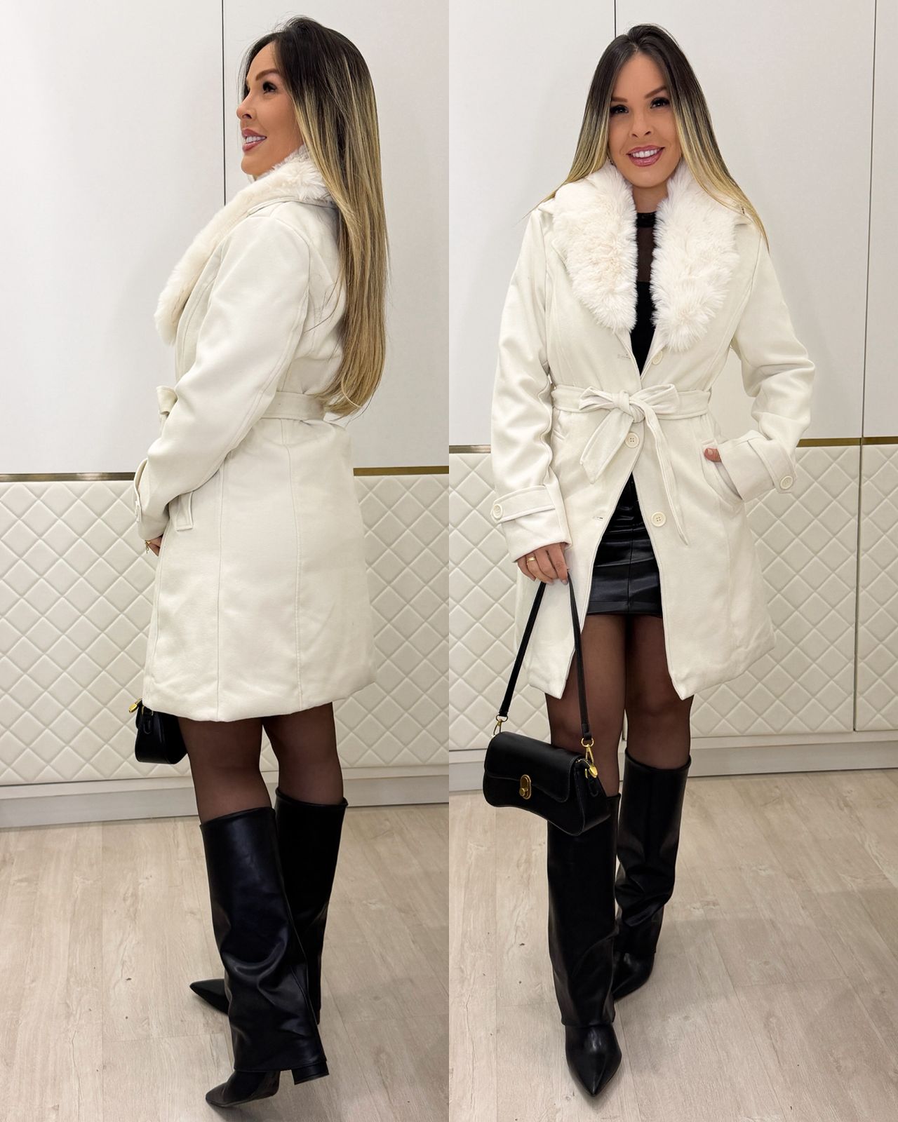 Casaco Lã Batida Talia Creme 133973