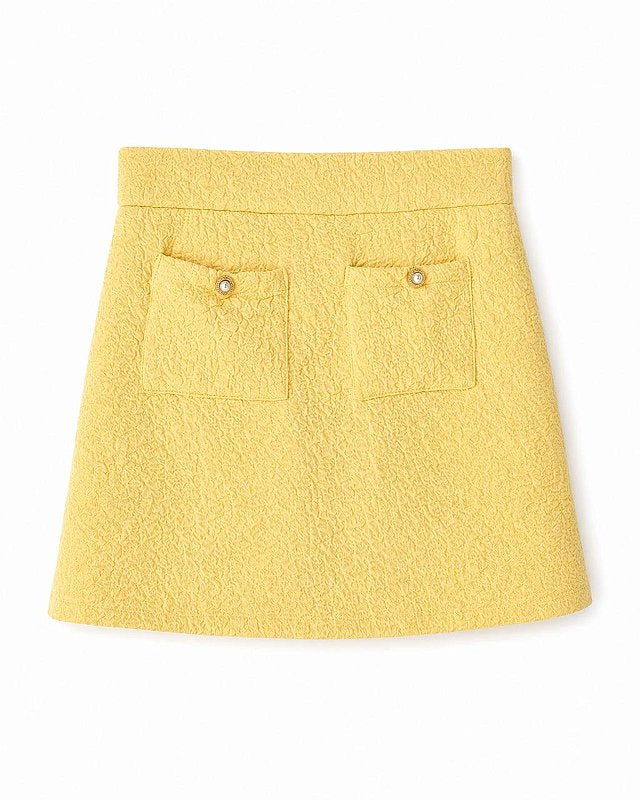 Saia bolsinho com botão pérolas Aurora ( valor somente da saia )