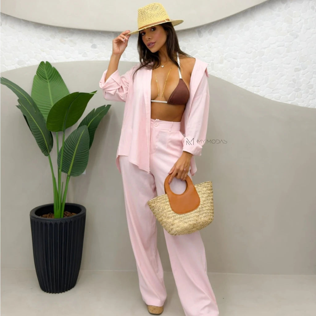 Conjunto camisa e calça linho