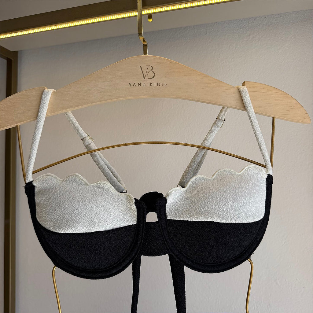 Meia Taça Nuvem Tulum preto e off white (CALCINHA NÃO INCLUSO)