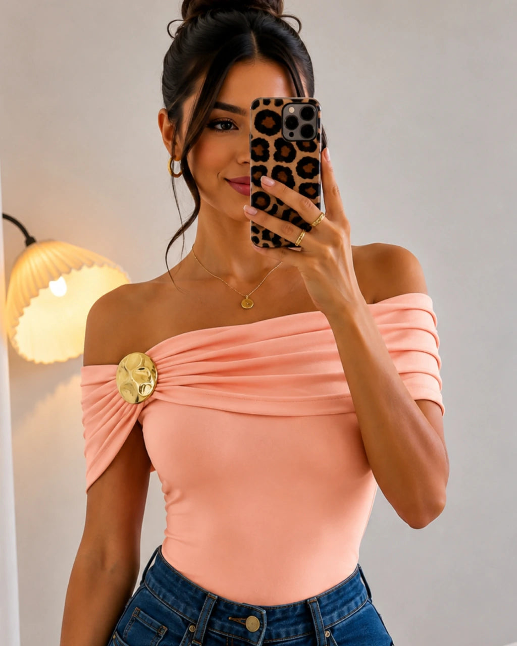 Body poliamida com detalhe Dourado