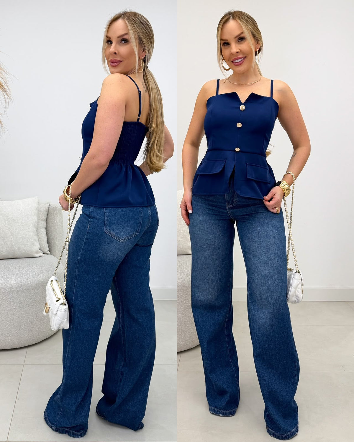 Blusinha Marilene Azul Marinho 135610