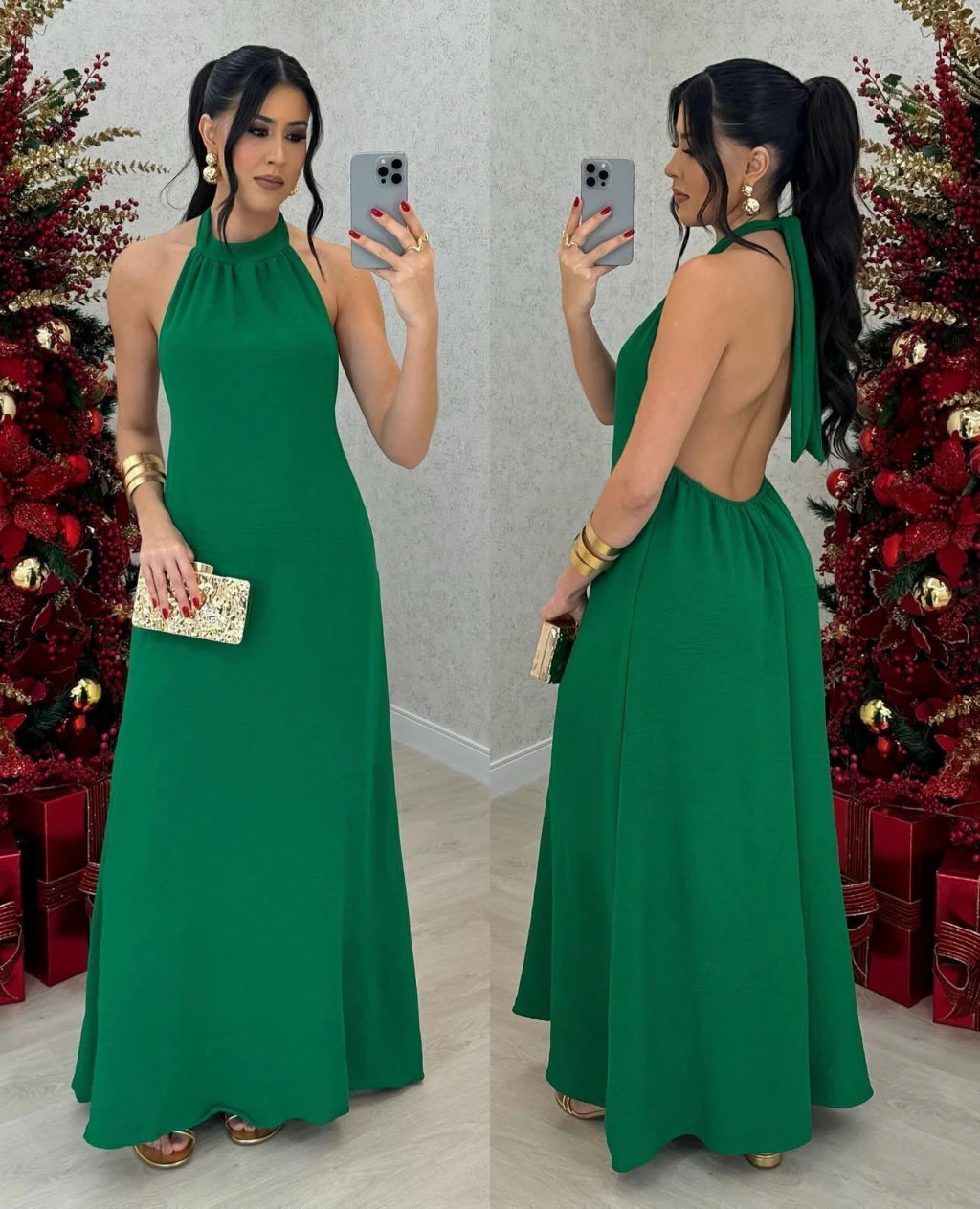 Vestido longo frente única