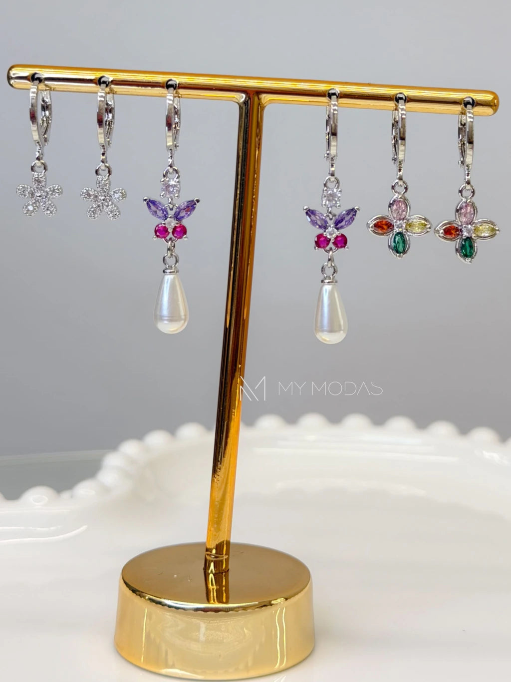 Conjunto 3 brincos pérola