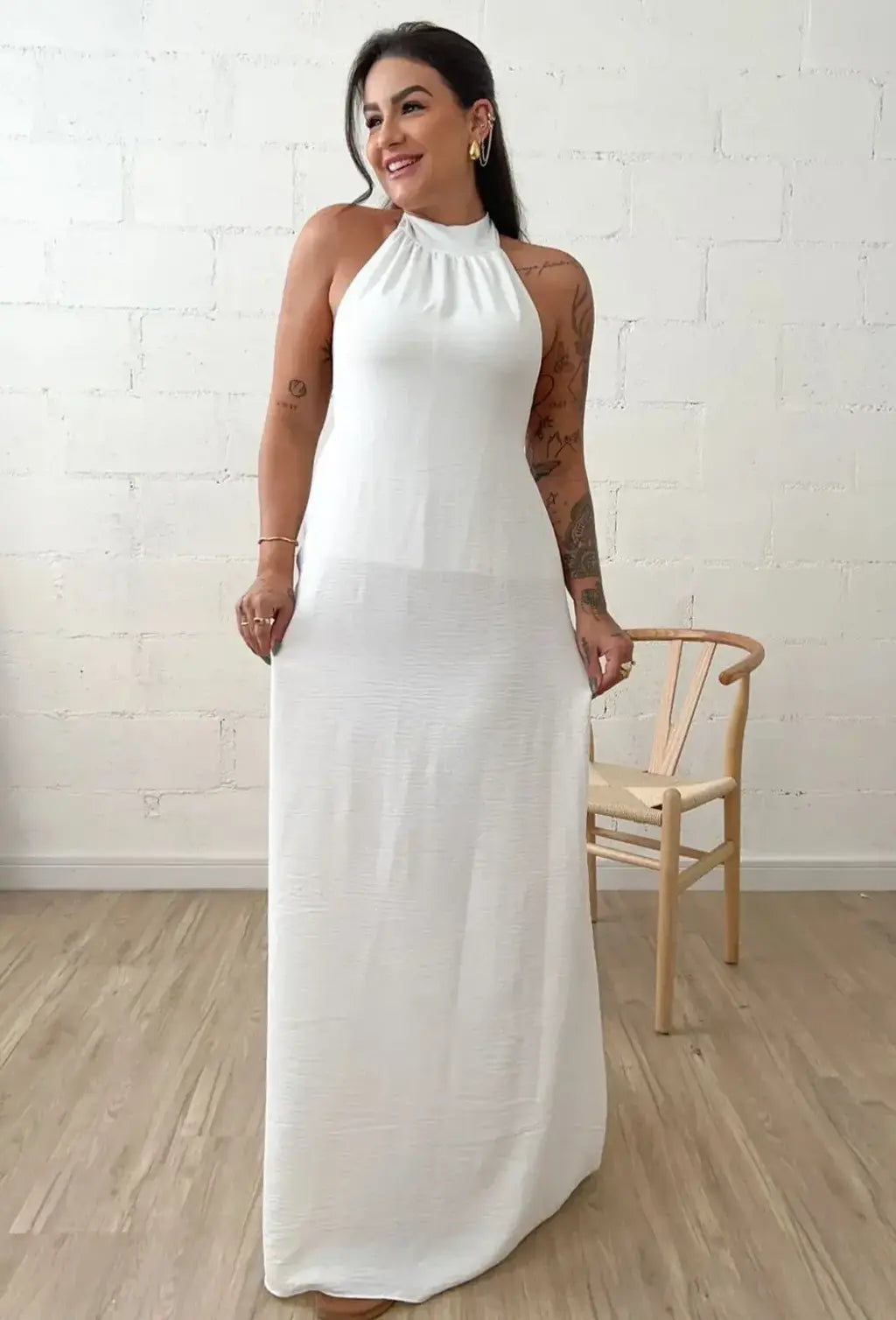 Vestido longo frente única