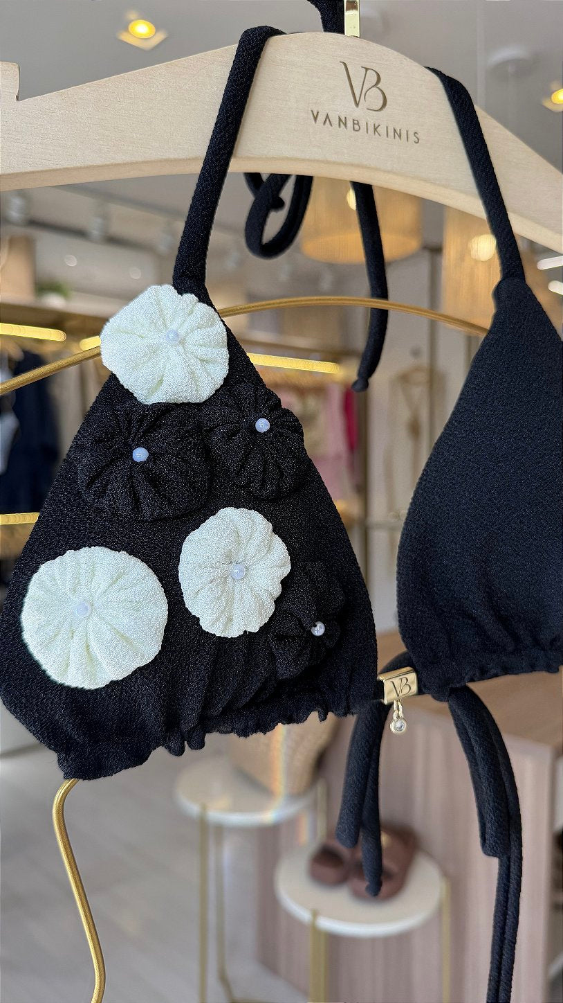 Cortininha África preto e Off White (CALCINHA NÃO INCLUSO)