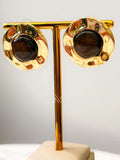 Brinco bojo chic dourado madrepérola marrom