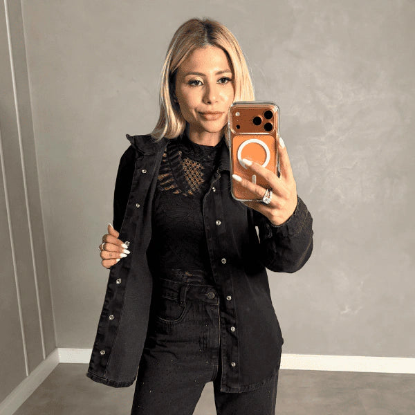Camisa jeans preta