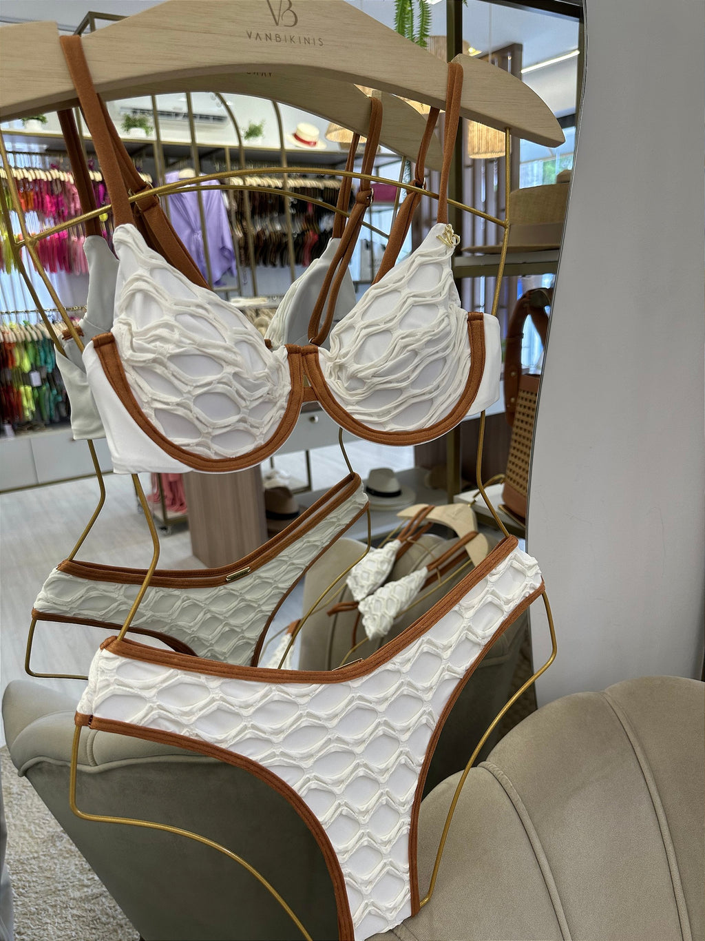 Meia Taça Oásis Off white com detalhes marrom (CALCINHA NÃO INCLUSO)