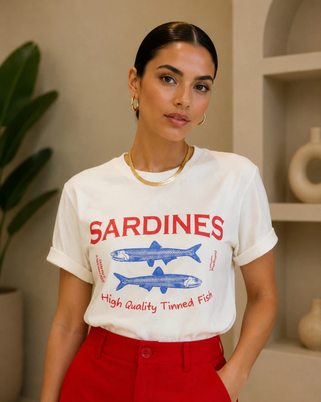 Tshirt algodão gola alta