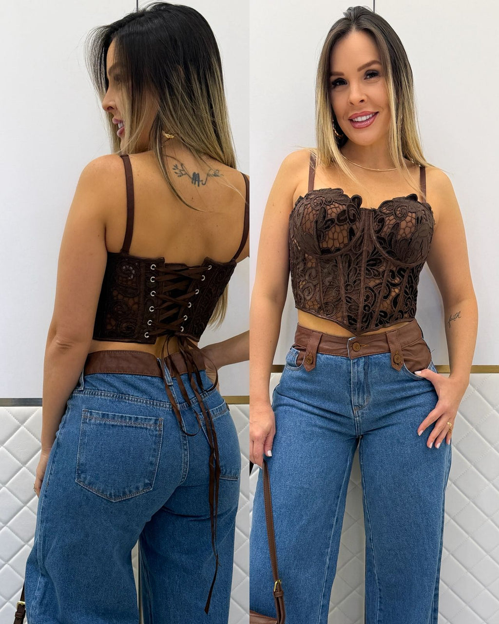 Cropped Corset Giseli Marrom 134187