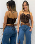 Cropped Corset Giseli Marrom 134187