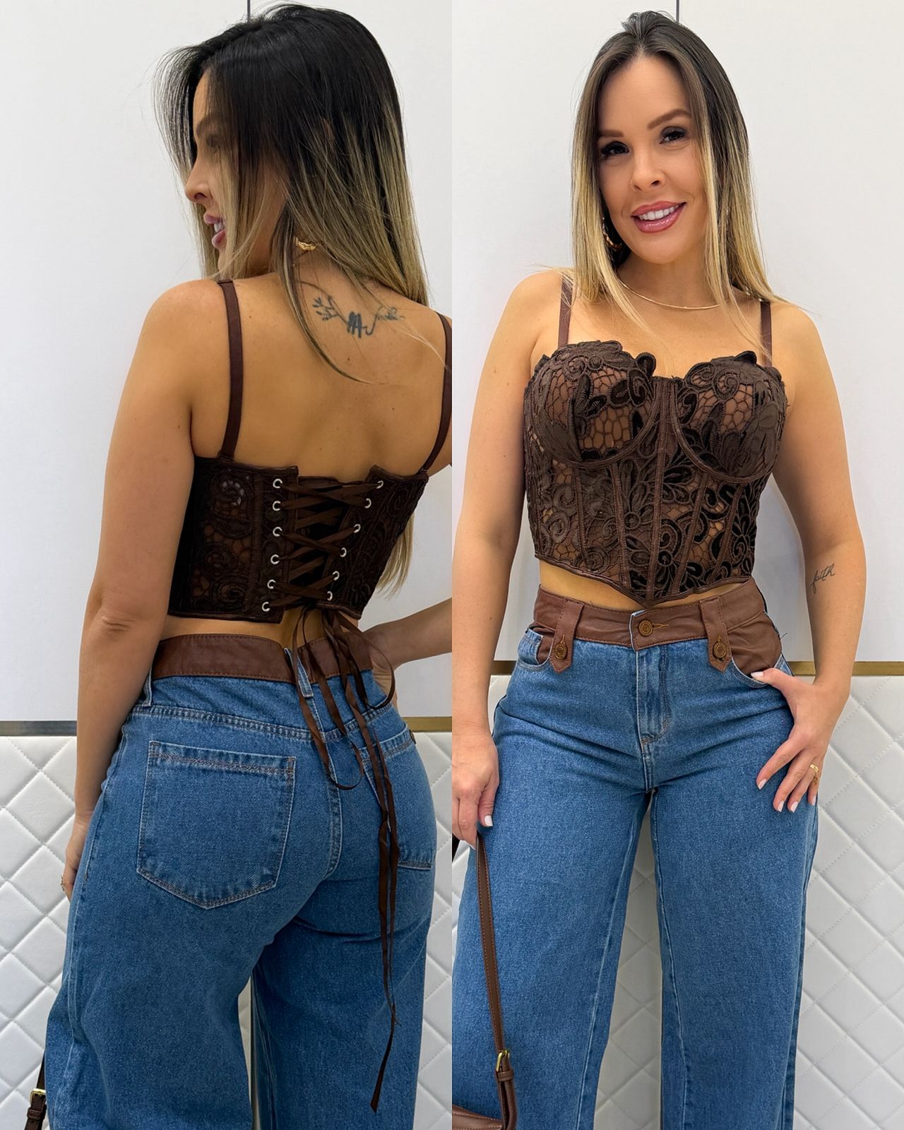Cropped Corset Giseli Marrom 134187
