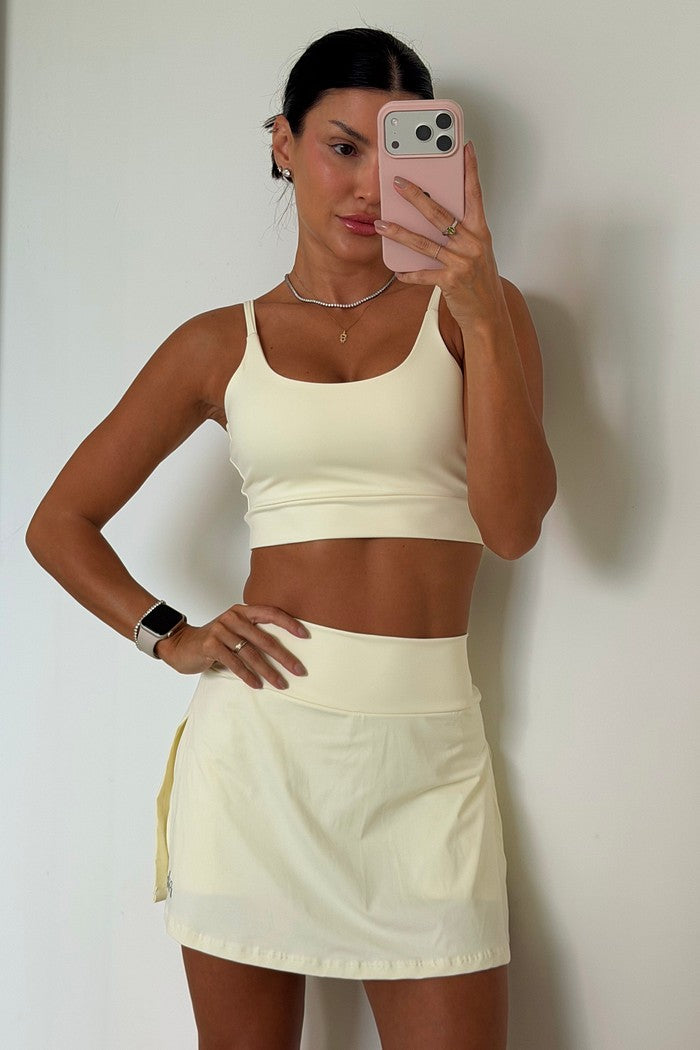 Conjunto Top + Saia Fit Baunilha
