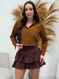Cropped Camisa Fatima Marrom 134462