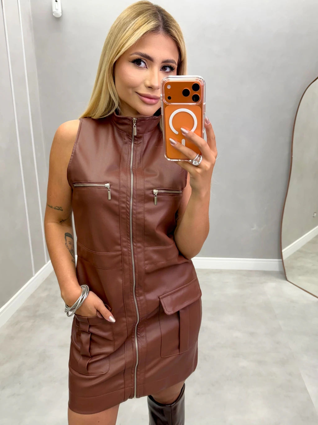 Vestido Cargo Couro