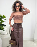 Cropped Renda Daiane Bege Escuro 133415