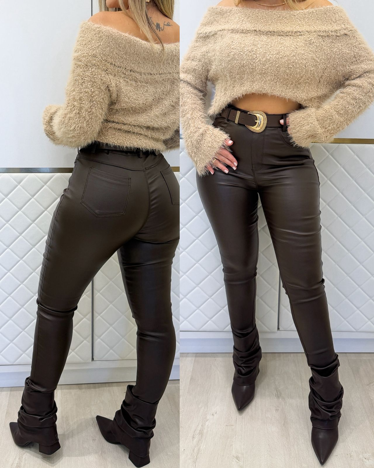 Calça Resinada Alana Café 134322
