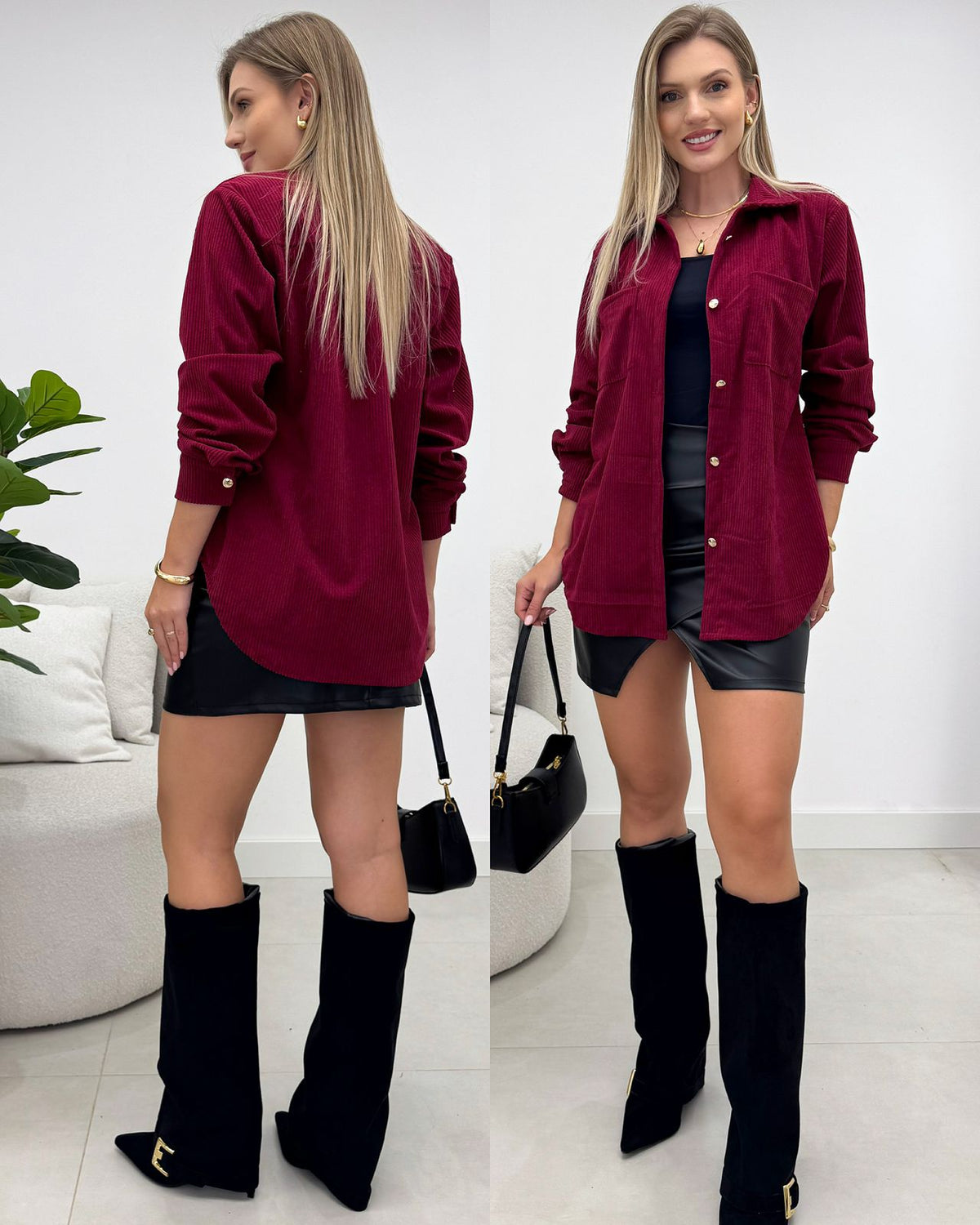 Camisa Cotelê Marjory Marsala 133410