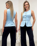 Blusa Peplum Antonia Azul 135616
