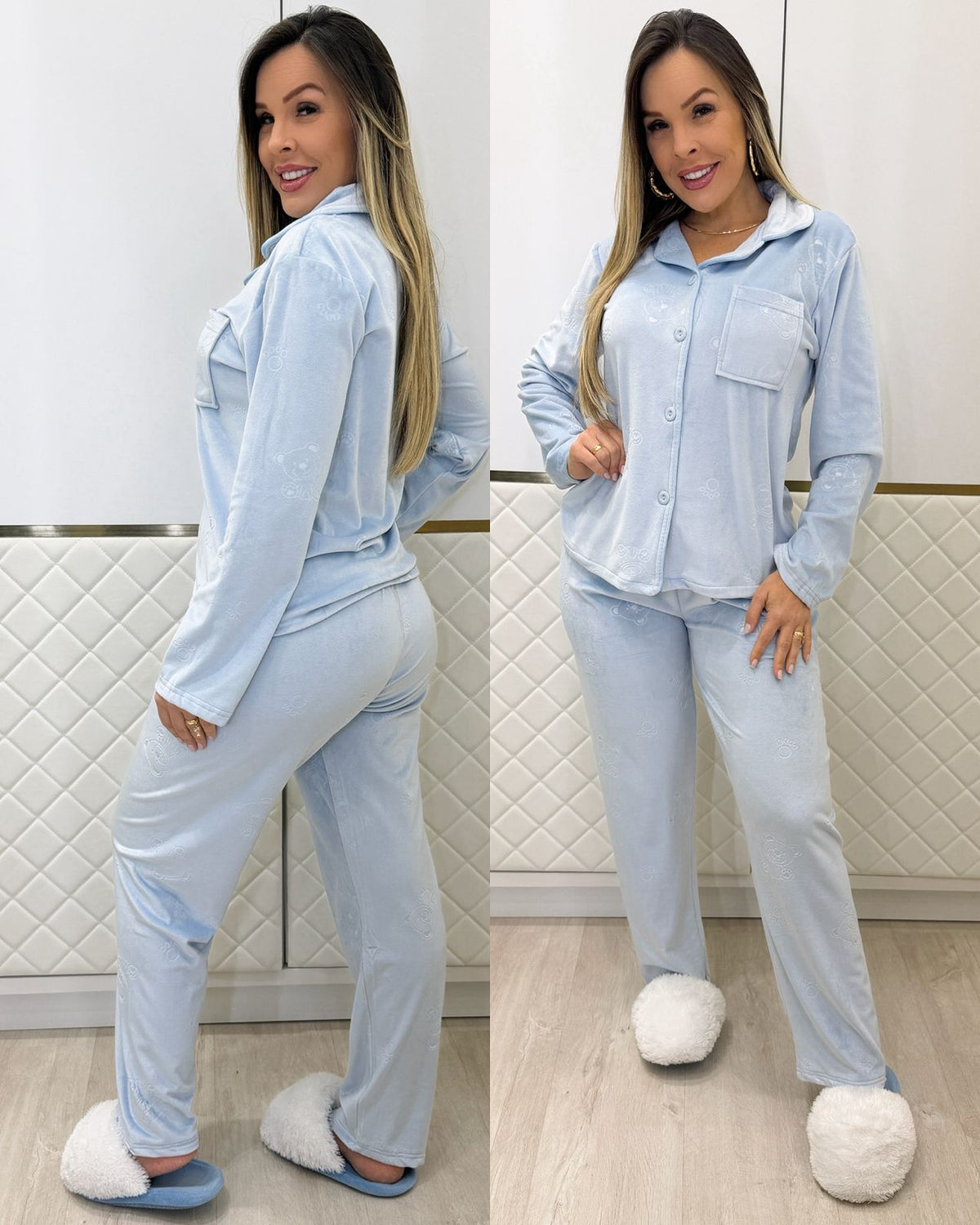 Pijama Plush Elaine Azul 134050