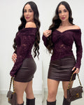 Blusa Renda Renata Vinho 134778