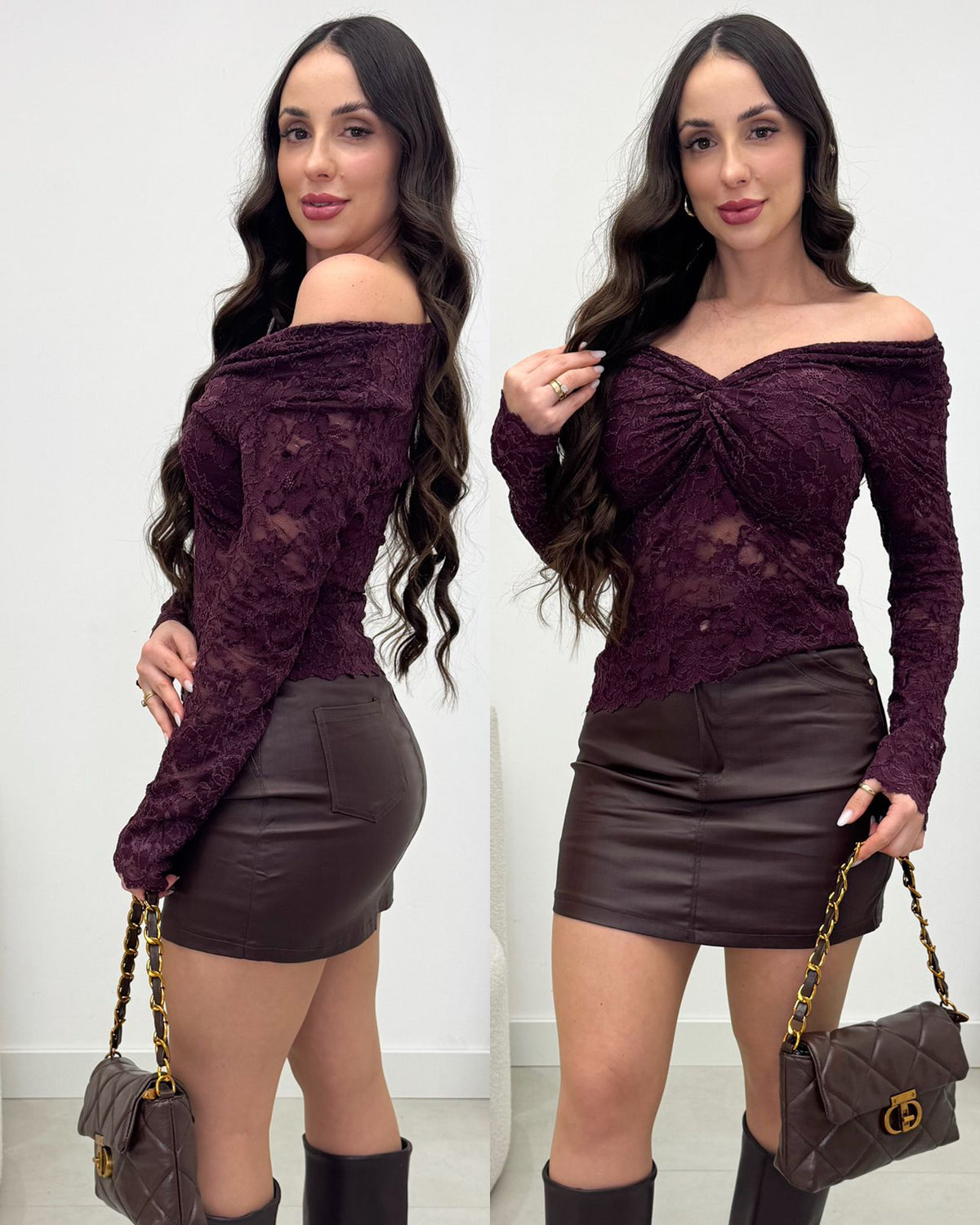 Blusa Renda Renata Vinho 134778