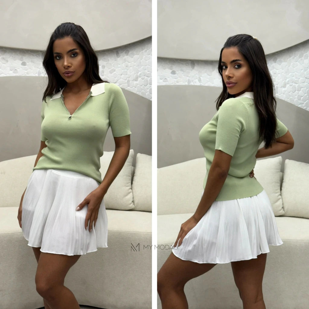 Blusa modal polo zíper
