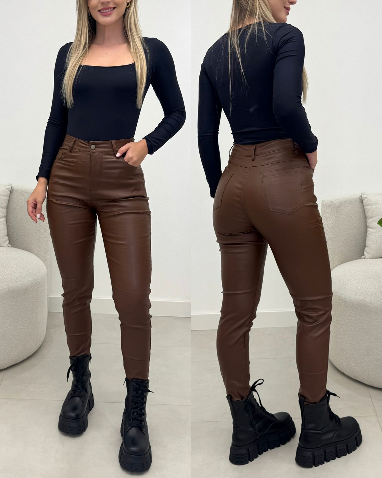 Calça Resinada Olivia Marrom 133779