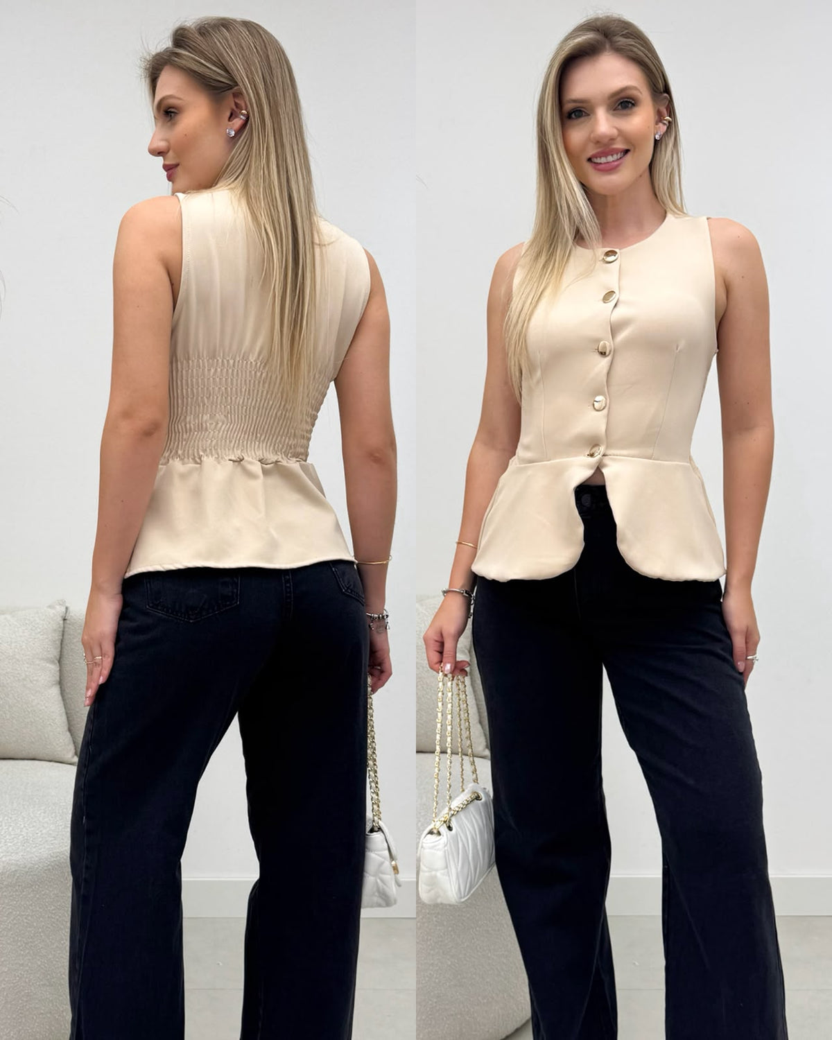 Blusa Peplum Antonia Bege 135612