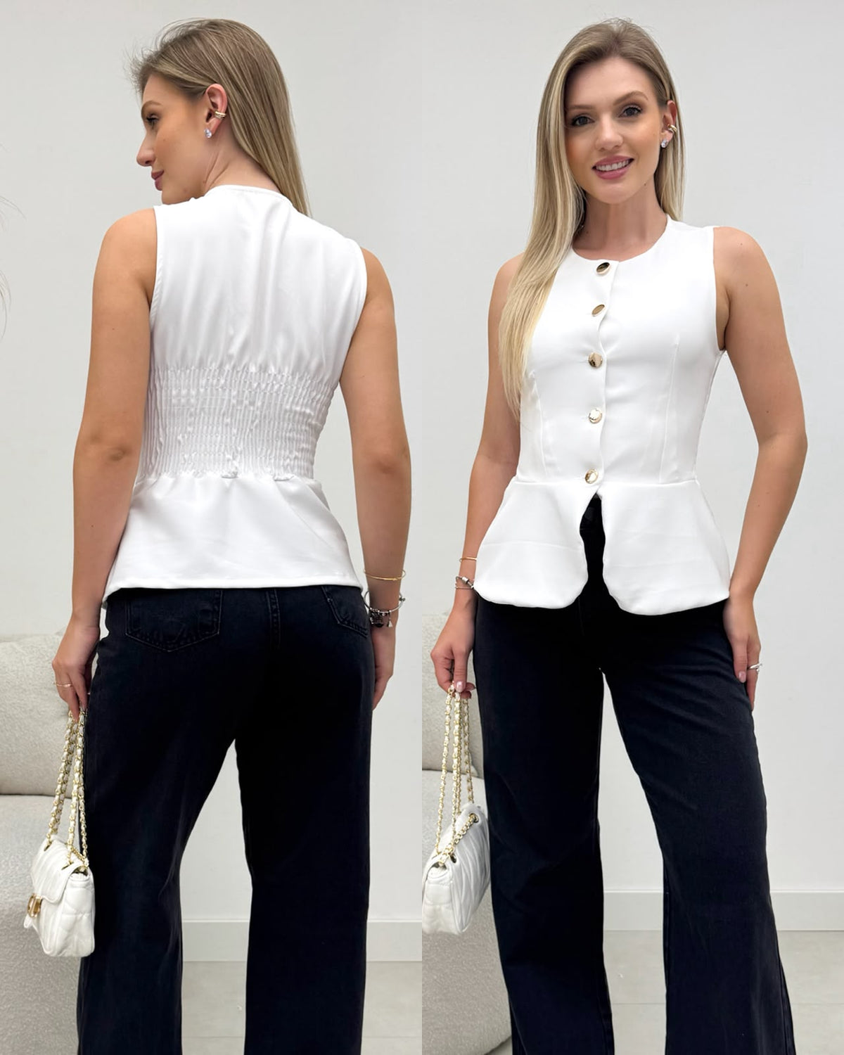Blusa Peplum Antonia Branca 135611