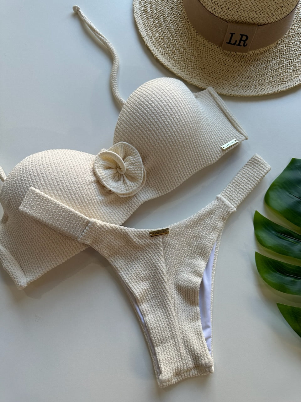 Calcinha Fita Plisse Off white (BUSTO NÃO INCLUSO)