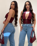 Cropped Colete Vitória Marsala 134787