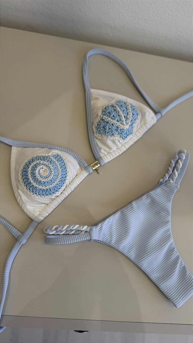 Cortininha Ilhabela Azul e Off White (CALCINHA NÃO INCLUSO)