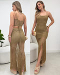 Vestido Sil Bege Escuro 113680