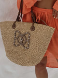 Bolsa Palha Com Detalhes em Courino