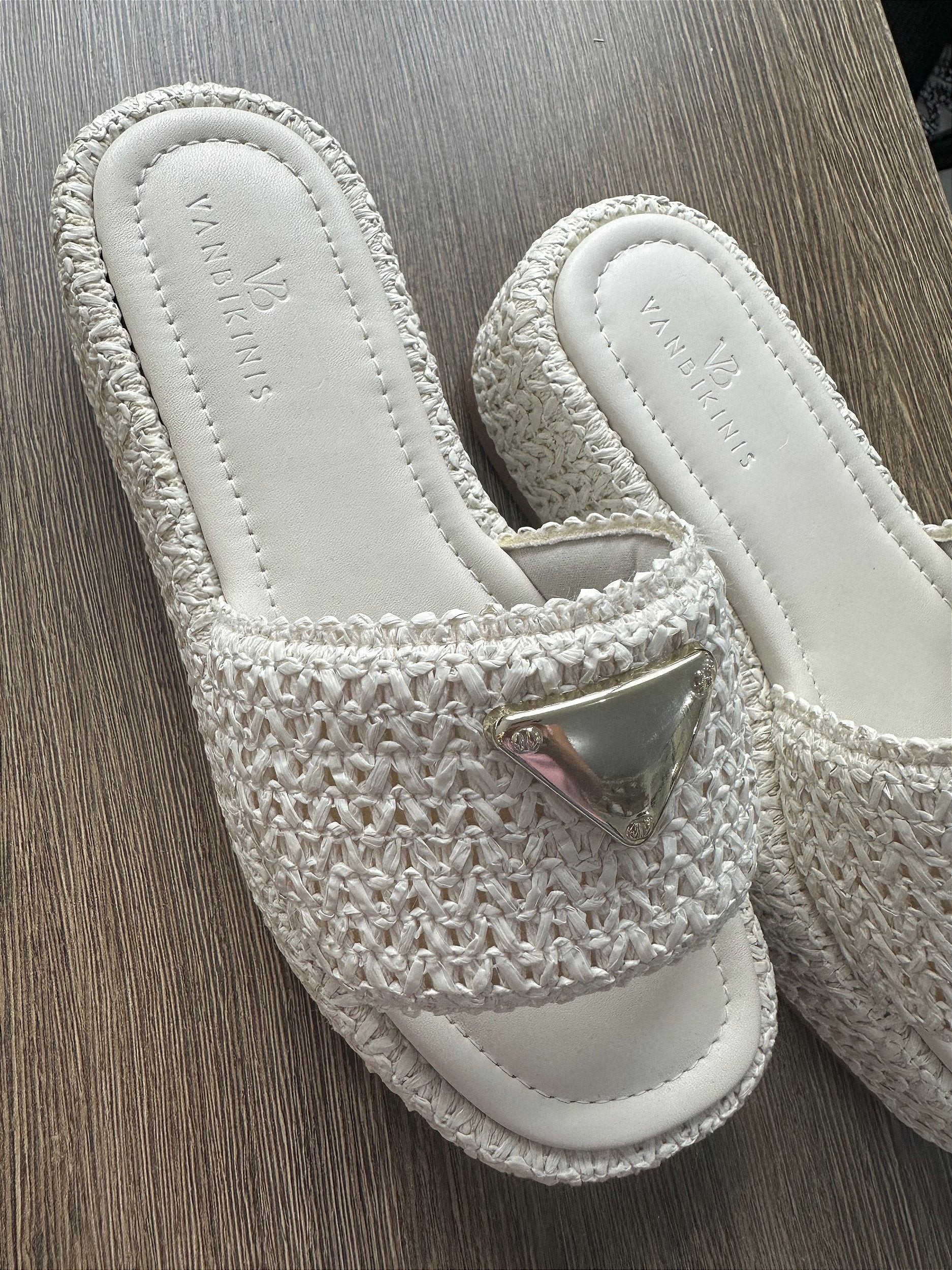 Sandália Flat Ráfia Off White