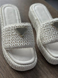 Sandália Flat Ráfia Off White